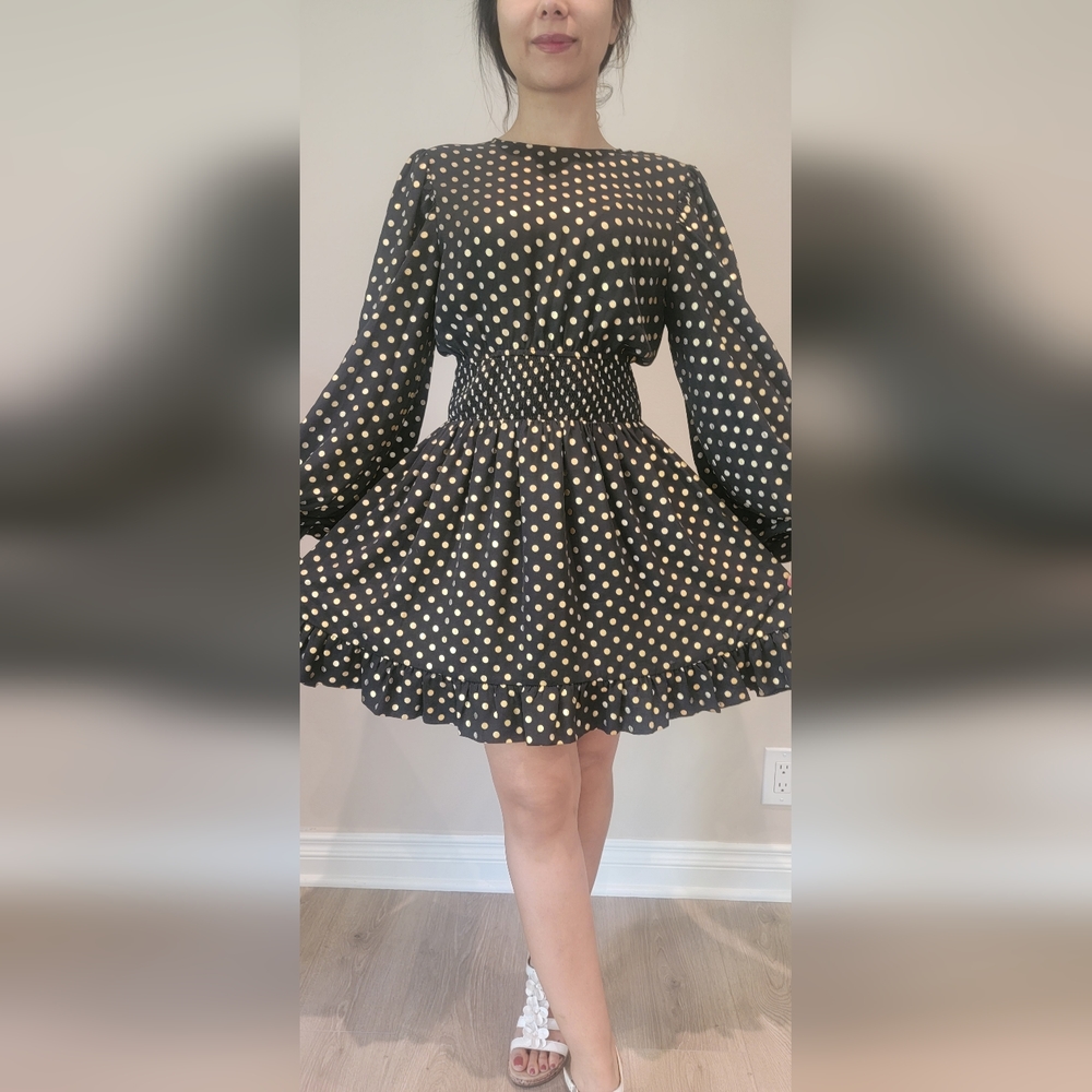 Brand endless rose gold dot black dress/ Long sleeve